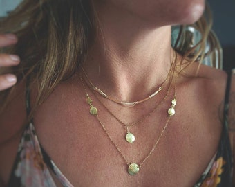 Minimal, Light, Single Hammered Brass Charm Necklace (Necklaces are sold separately)