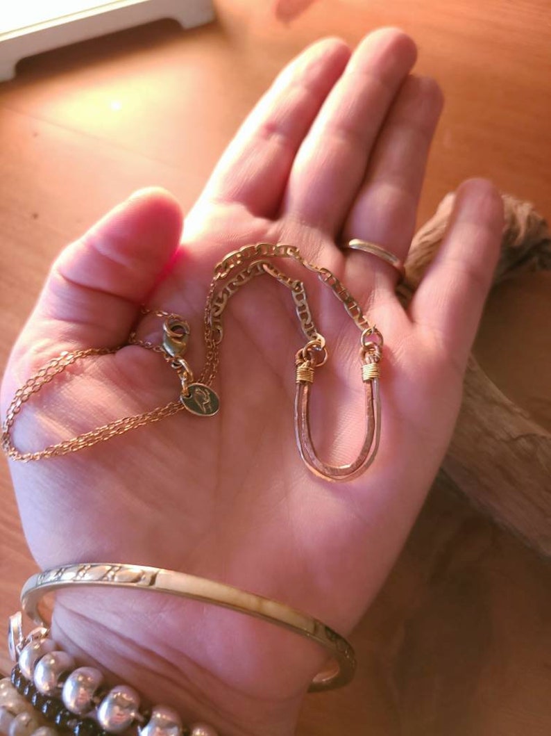 Hammered Brass /& Copper Wire Necklace