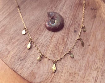 Midlength Hammered Raw Brass Dainty Light Charms Layering Necklace (Necklaces sold separately)
