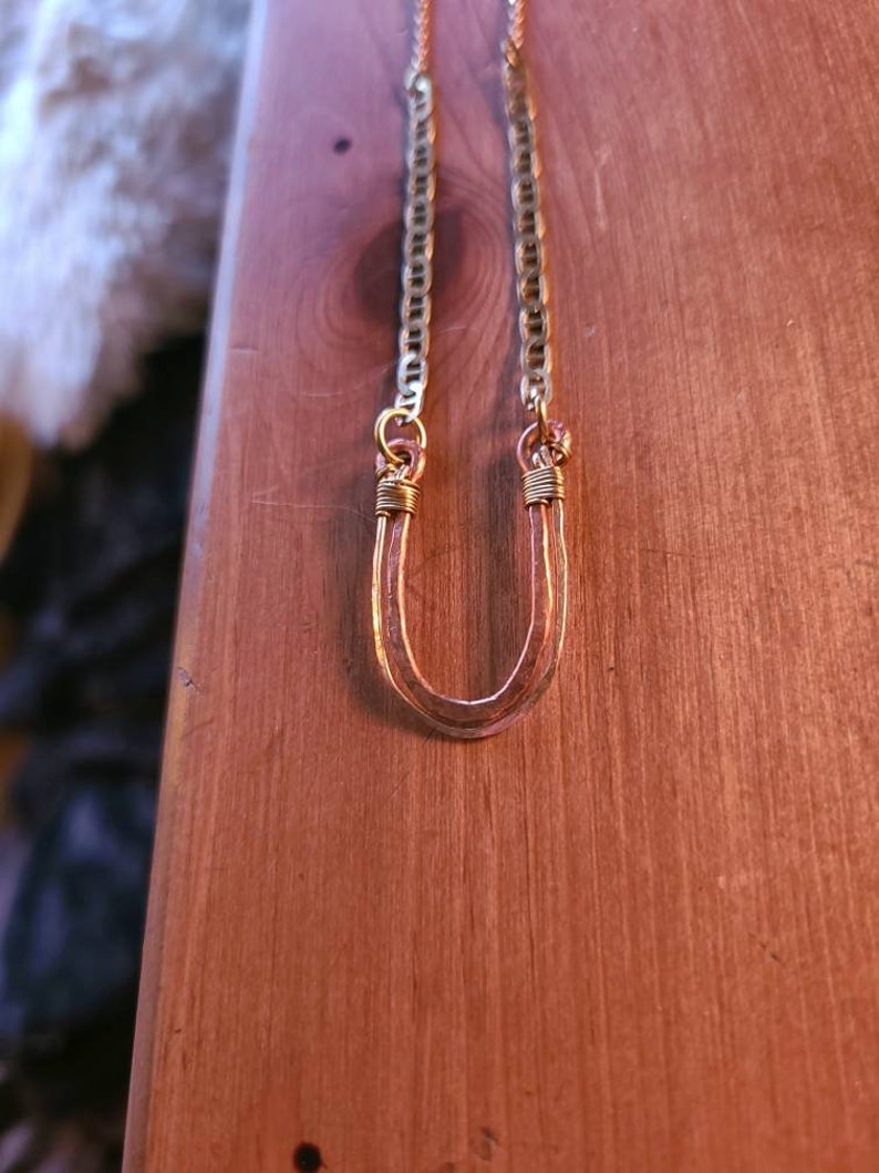 Hammered Brass /& Copper Wire Necklace