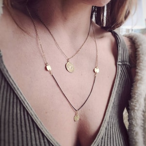 Long, Mixed Chain Necklace With Hammered Brass Coin Charms (Necklaces are sold separately)