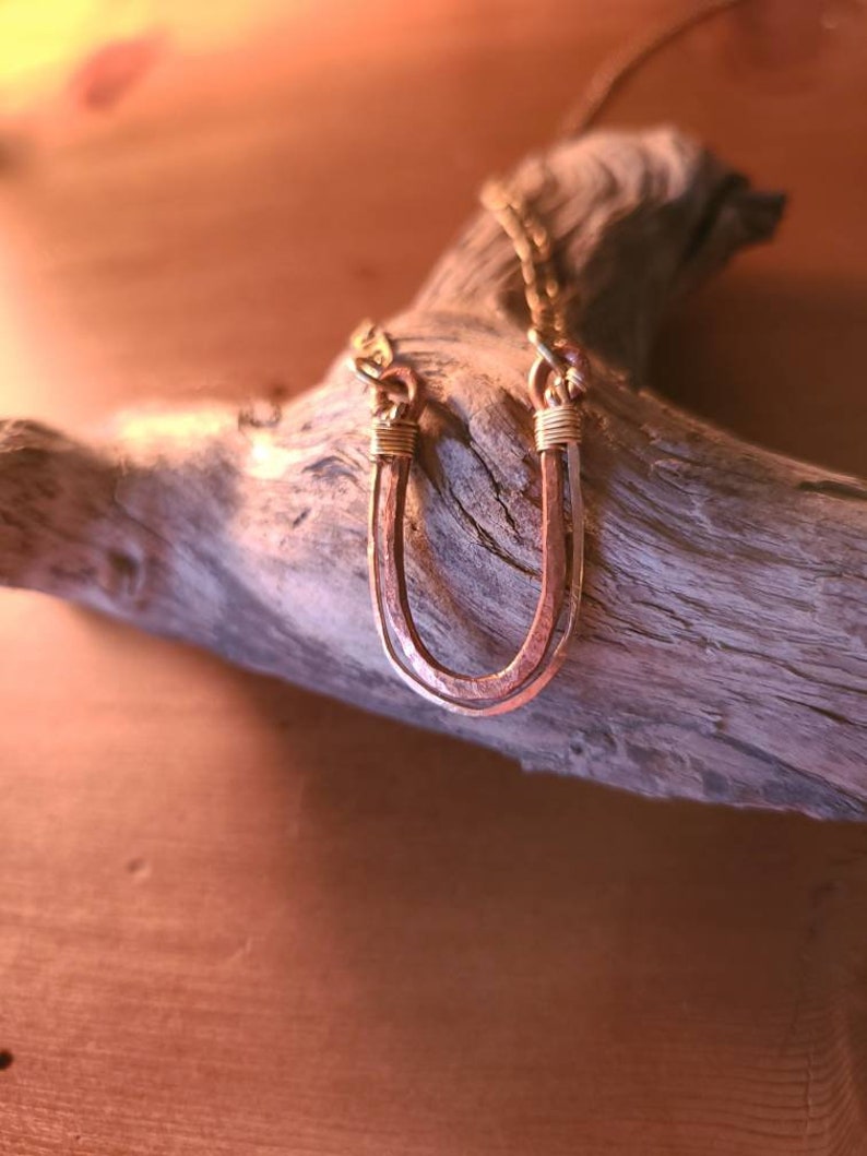 Hammered Brass /& Copper Wire Necklace