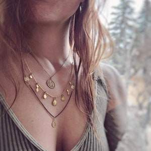 Adjustable Brass Charm Necklace - Hand-Hammered, Midlength Chain for Layering & Personalized Styling (necklaces sold separately)