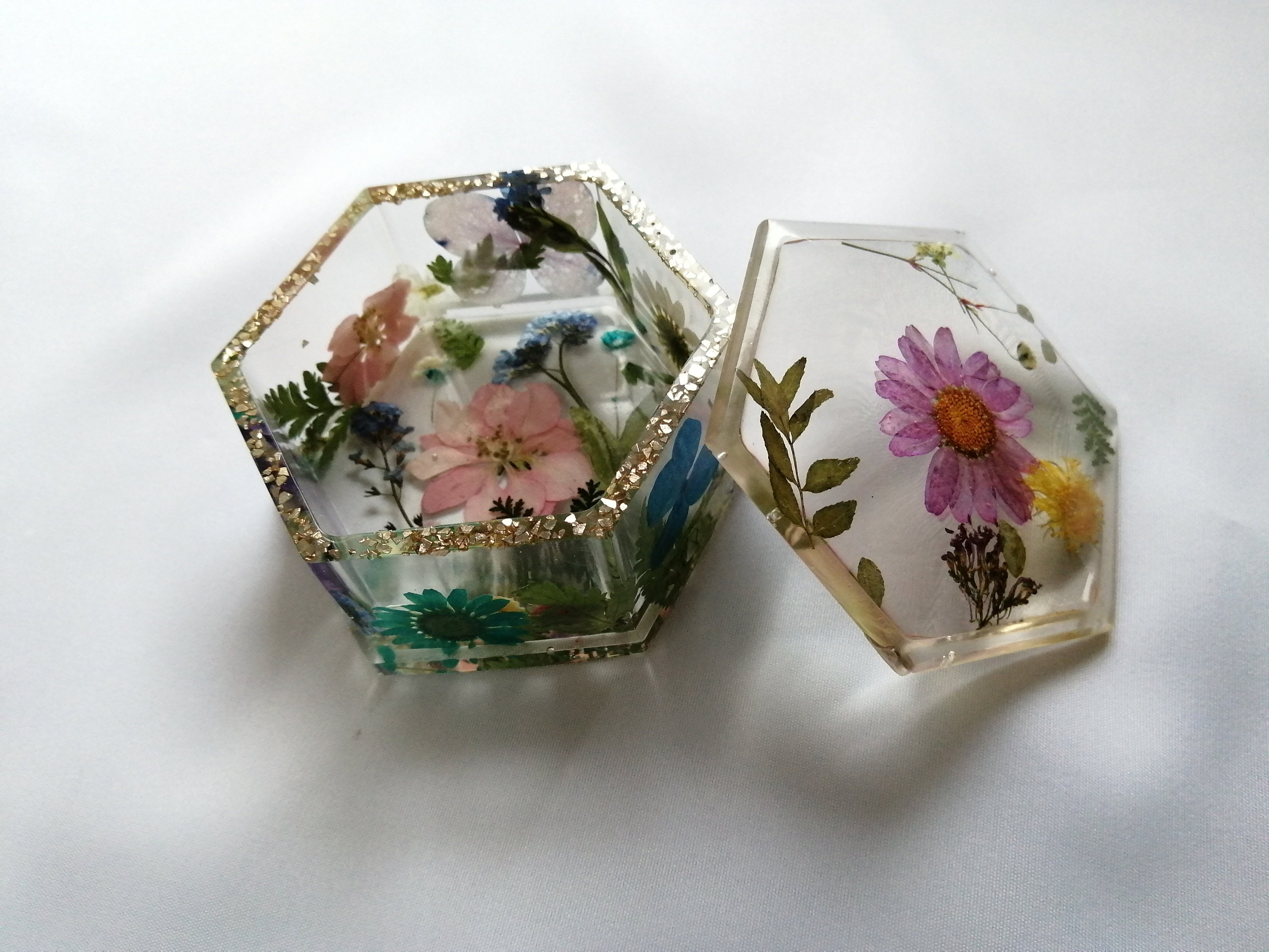 Hexagon Flower Trinket box Resin Coasters Epoxy Resin Art Etsy