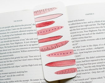 Red Abstract Watercolor Painted Bookmark