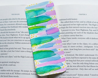 Abstract Stacked Lines and Dots Watercolor Bookmark