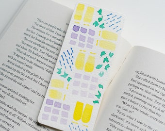 Abstract Purple and Yellow Watercolor Painted Bookmark