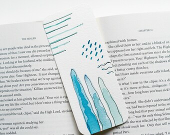 Blue Abstract Watercolor Bookmark