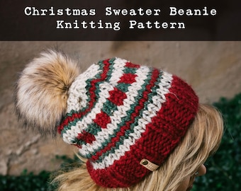 Christmas Sweater Beanie Knitting Pattern