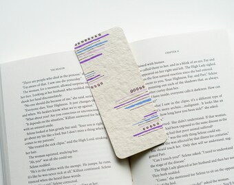Abstract Line and Dots Watercolor Gouache Painted Bookmark