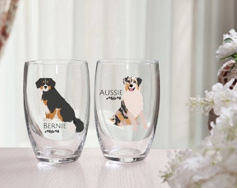 Custom Dog Breed Wine Glass, Personalized Dog Mom Gift