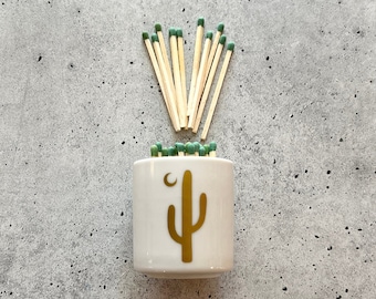 Cactus Moon Match Striker Matchstick Holder in White