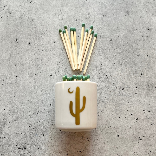 Cactus Moon Match Striker Matchstick Holder in White