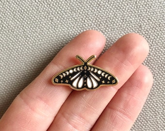 Cosmic Moth Witchy Moon Phases Enamel Pin