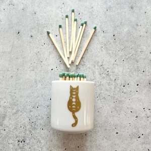 Cosmic Cat Match Striker Matchstick Holder - White