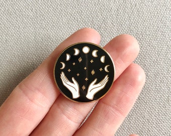 Mystic Moon Witchy Lunar Phases Enamel Pin for Spirituality, Wellness, Gifts under 15