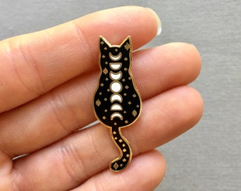 Cosmic Cat Witchy Moon Phases Enamel Pin