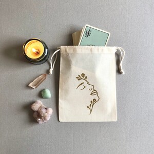 Flower Goddess Drawstring Pouch Bag for Tarot Cards and Crystals