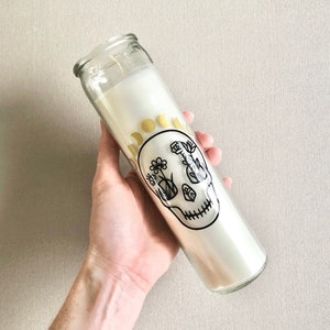 Skull Garden Halloween Witchy Prayer Candle for Ritual, Meditation, Altar, Sacred Space