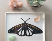 Cosmic Moth Witchy Moon Phases Catchall Small Tray for Crystals, Jewelry, Rings, Sacred Space