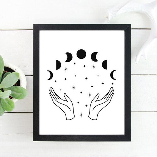 Moon Witch Printable Art Witchy Moon Phases Wall Hanging - Etsy