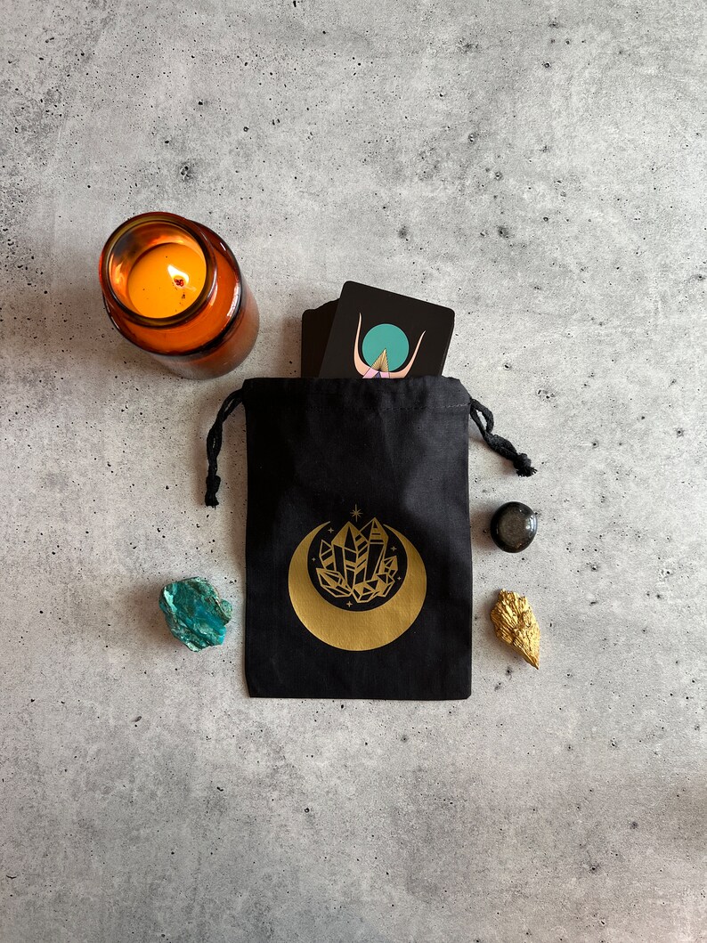Crystal Moon Drawstring Pouch Bag for Tarot Cards, Crystals, Witchy ...