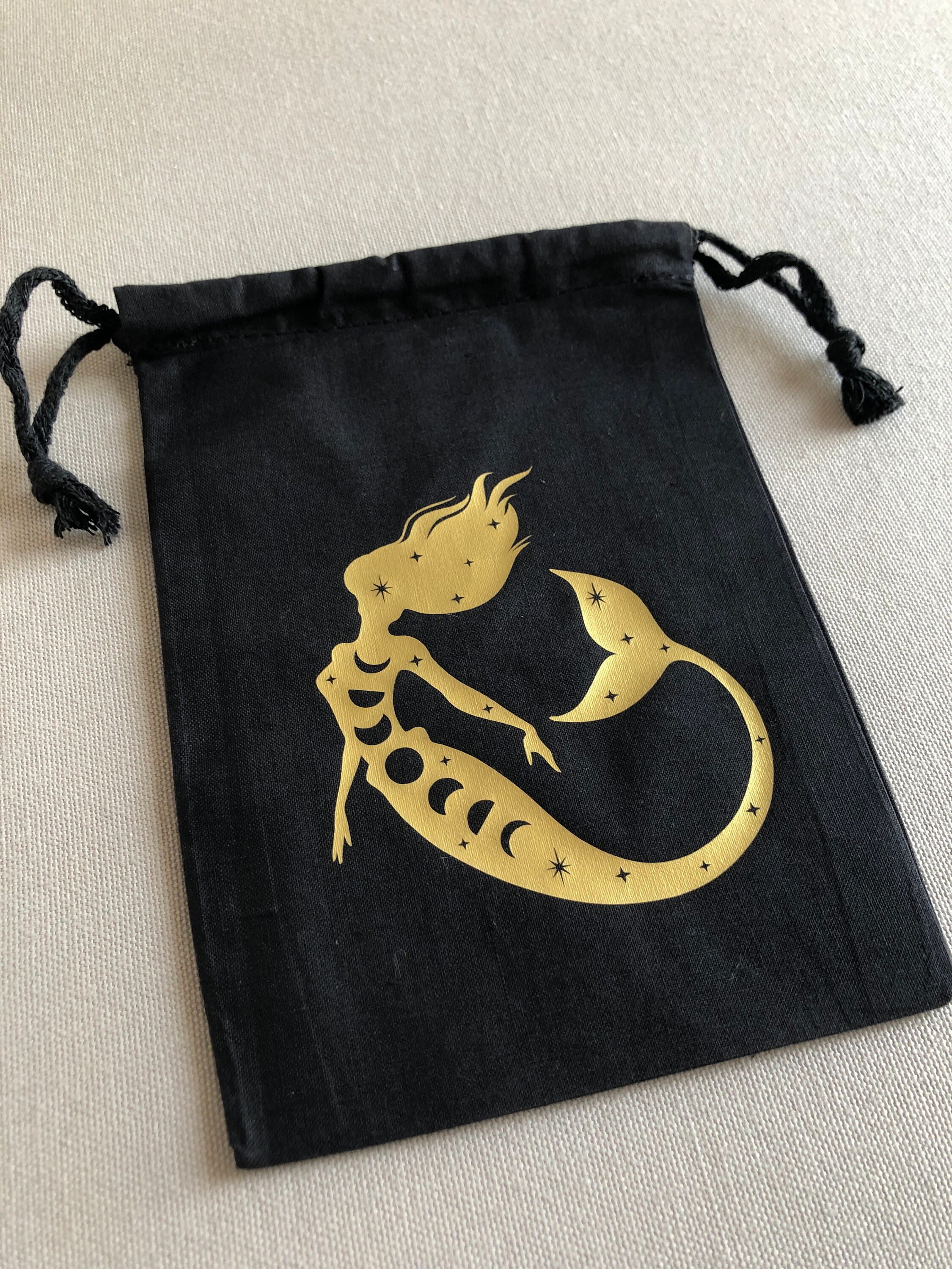 Cosmic Mermaid Drawstring Pouch Bag for Tarot Cards, Crystals, Witchy ...