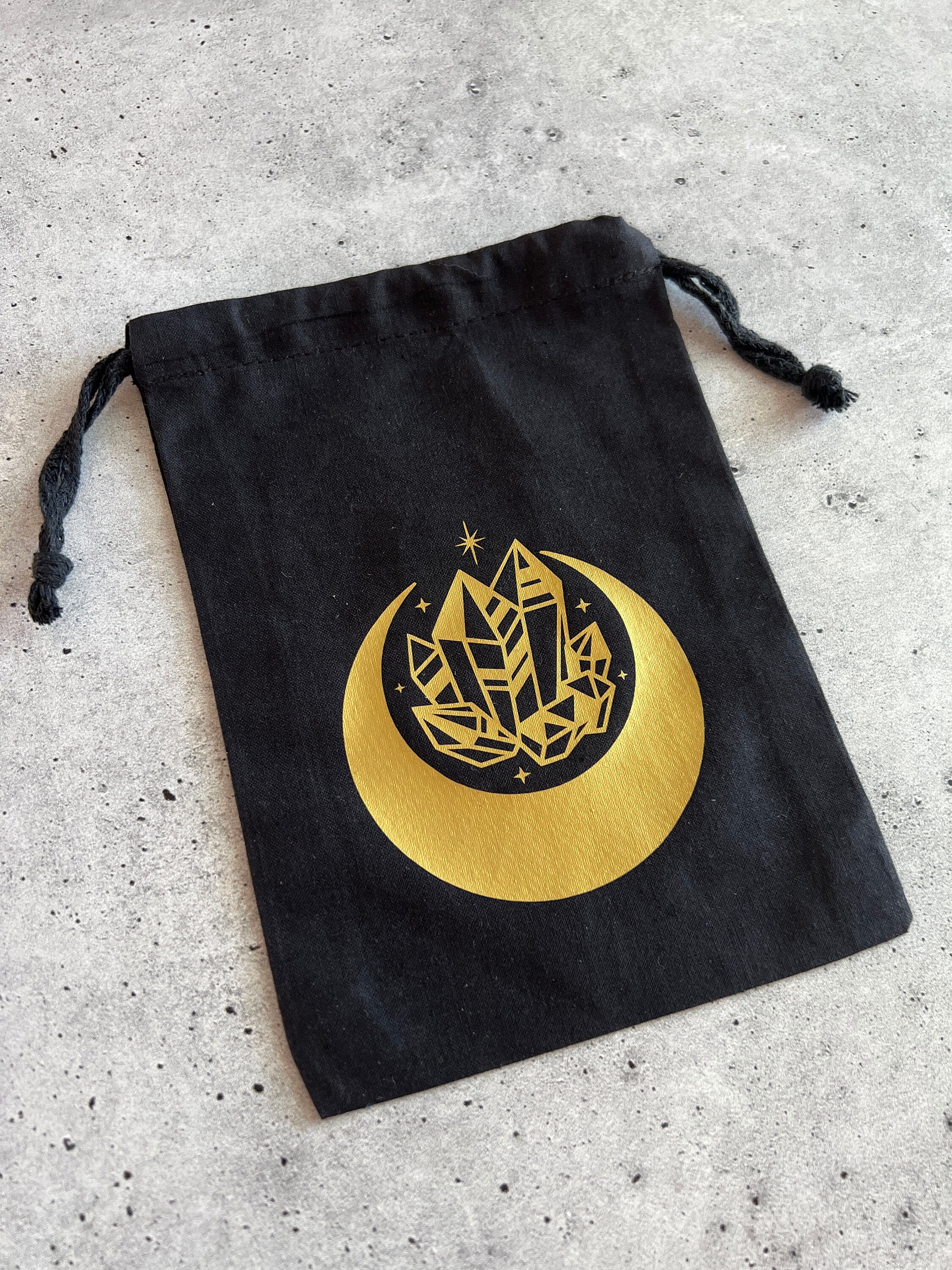 Crystal Moon Drawstring Pouch Bag for Tarot Cards, Crystals, Witchy ...