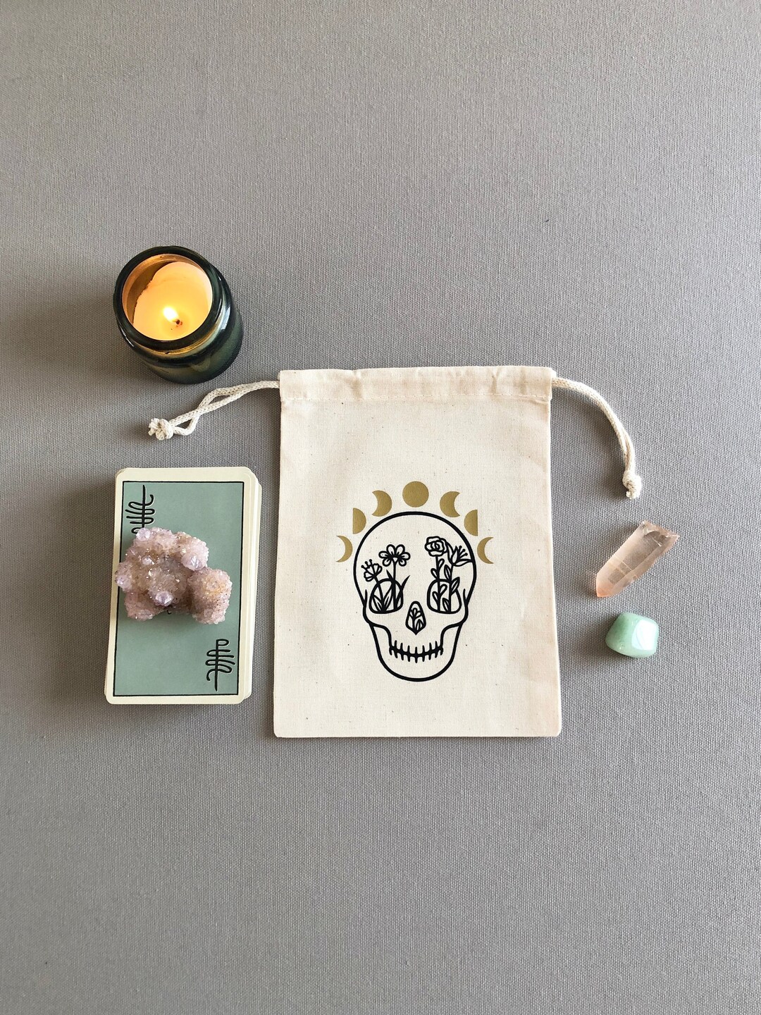 Skull Garden Drawstring Pouch Bag for Tarot Cards, Crystals, Witchy ...