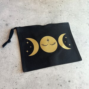 Triple Goddess Witchy Zipper Pouch Bag for Tarot Cards, Crystals, Moon ...
