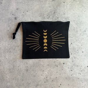 Witchy Moon Phases Zipper Pouch Bag for Tarot Cards Crystals Ritual ...