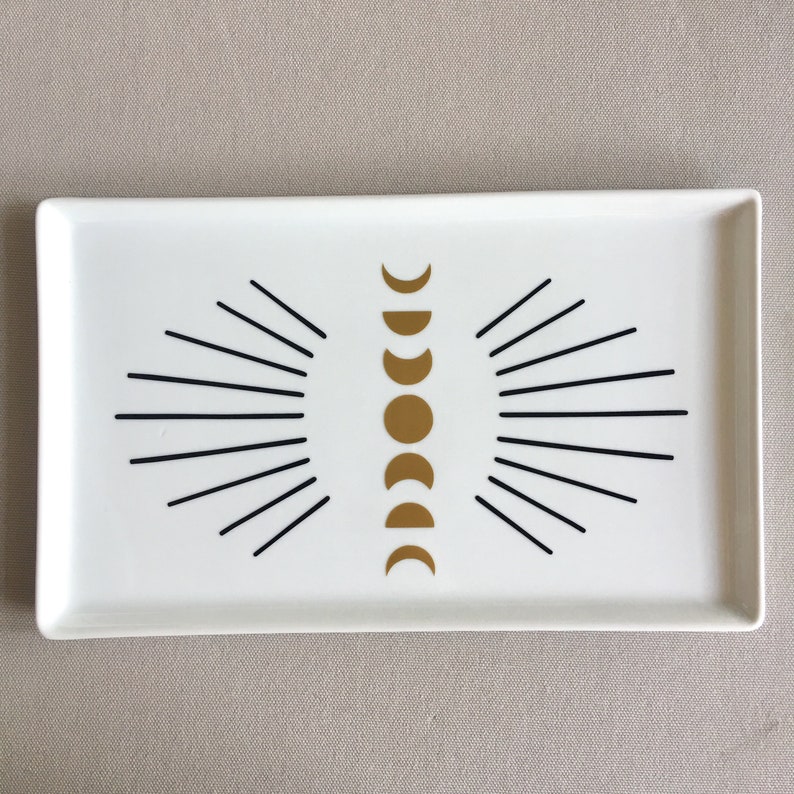 Witchy Moon Phases Decorative Tray for Crystals Jewelry Tarot Cards Meditation Sacred Space