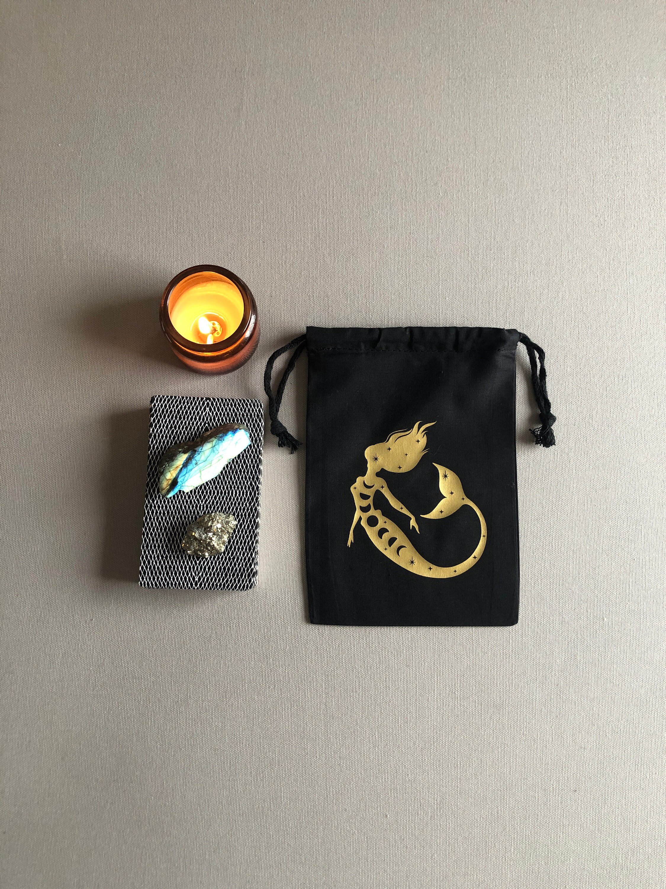 Cosmic Mermaid Drawstring Pouch Bag for Tarot Cards, Crystals, Witchy ...