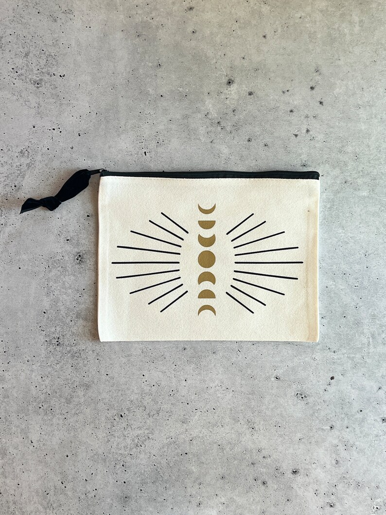 Witchy Moon Phases Zipper Pouch Bag for Tarot Cards Crystals Ritual ...