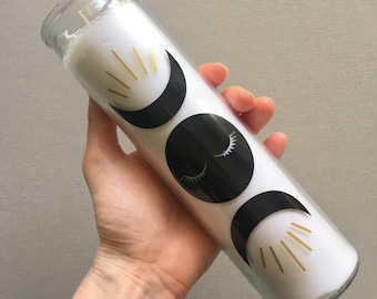 Triple Goddess Witchy Moons Prayer Candle for Ritual, Meditation, Altar, Sacred Space
