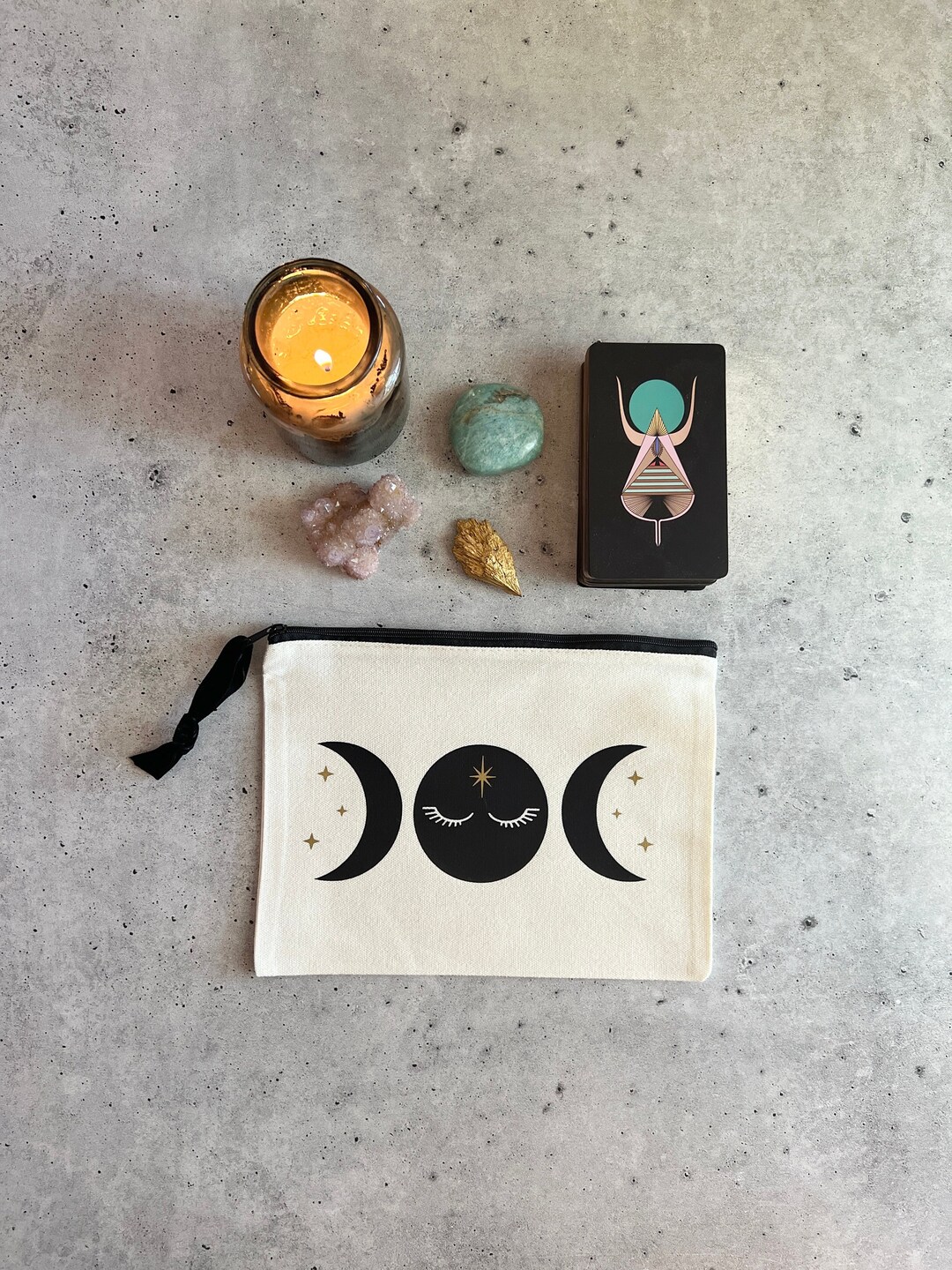 Triple Goddess Witchy Zipper Pouch Bag for Tarot Cards, Crystals, Moon ...