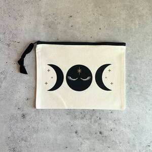 Triple Goddess Witchy Zipper Pouch Bag for Tarot Cards, Crystals, Moon ...