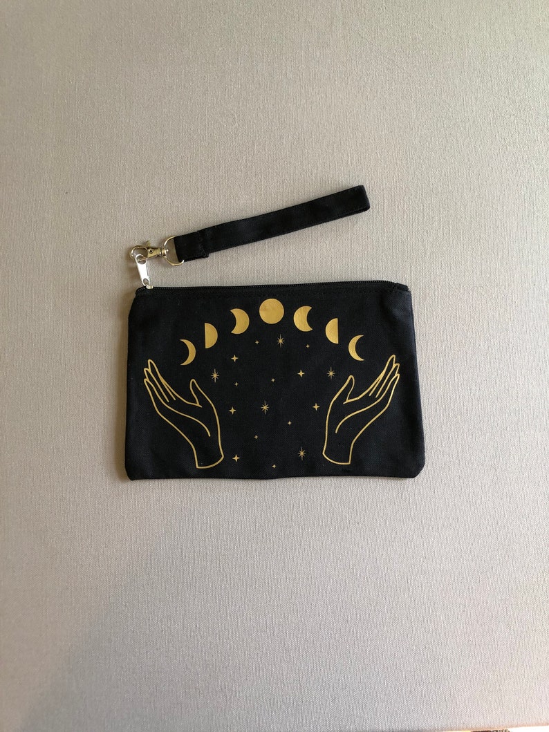 Moon Witch Wristlet Zipper Pouch Bag for Tarot Cards, Crystals, Witchy ...