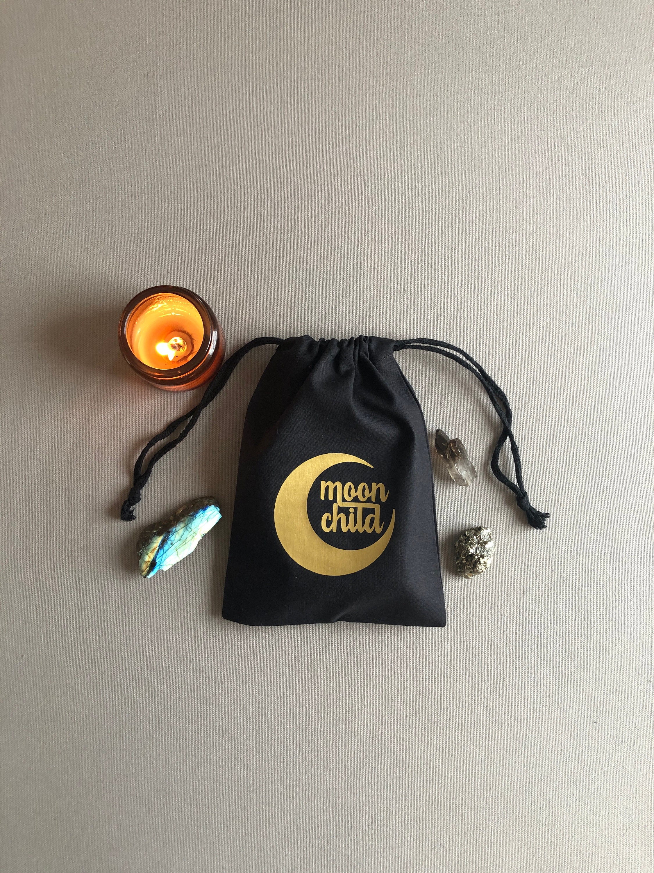 Moon Witch Reißverschluss-Tasche – Segeltuchtasche Mit Mondphasen-Druck Für Tarotkarten & Kristalle (23x17x5 Cm)
