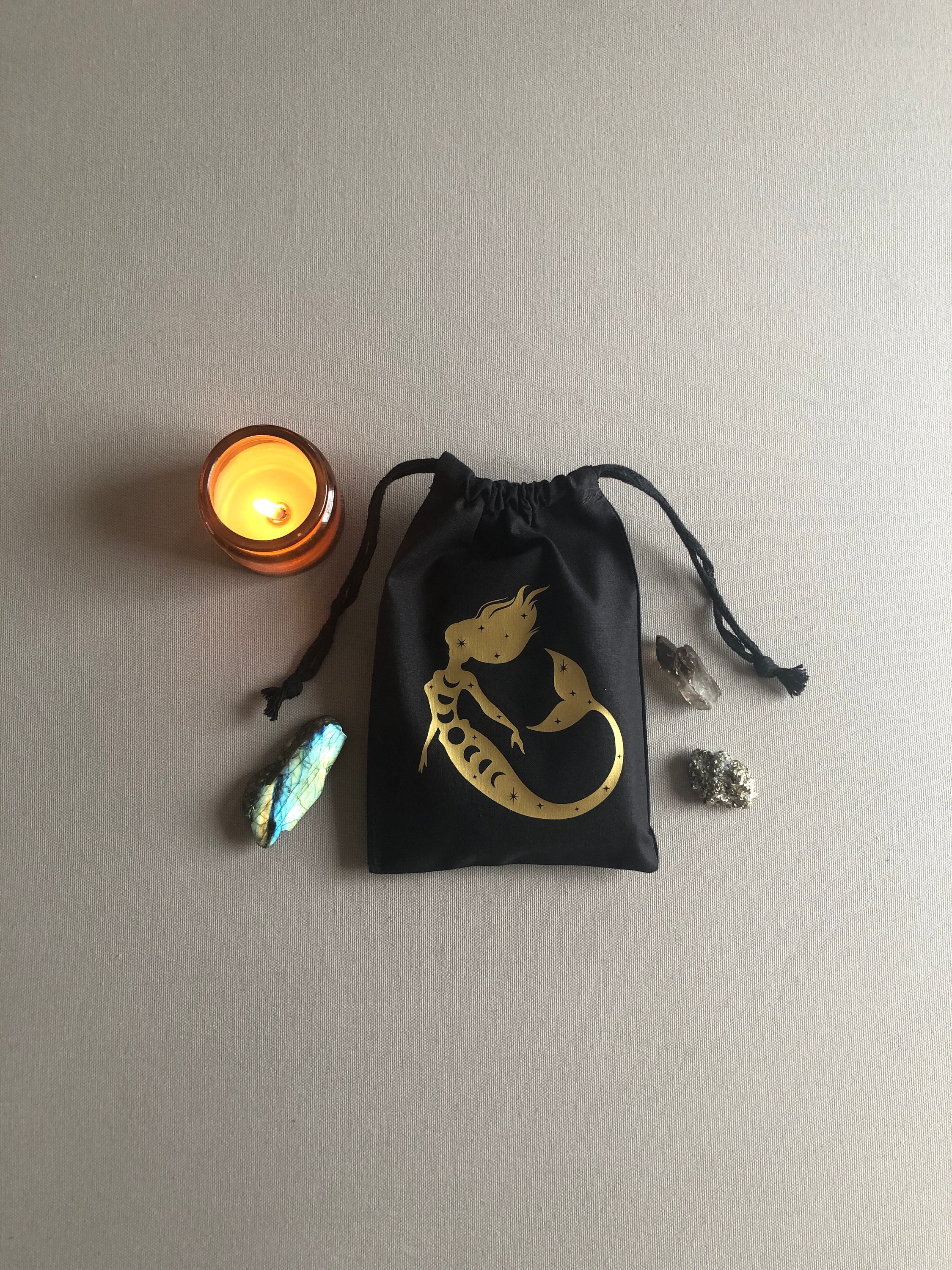 Cosmic Mermaid Drawstring Pouch Bag for Tarot Cards, Crystals, Witchy ...