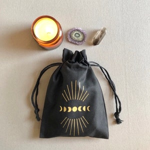 Witchy Moon Phases Drawstring Pouch Bag for Tarot Cards, Crystals - Etsy