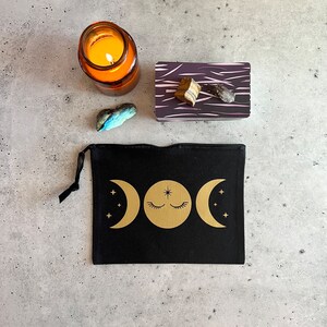 Triple Goddess Witchy Zipper Pouch Bag for Tarot Cards, Crystals, Moon ...