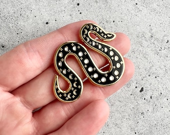Cosmic Snake Witchy Moon Phases Enamel Pin