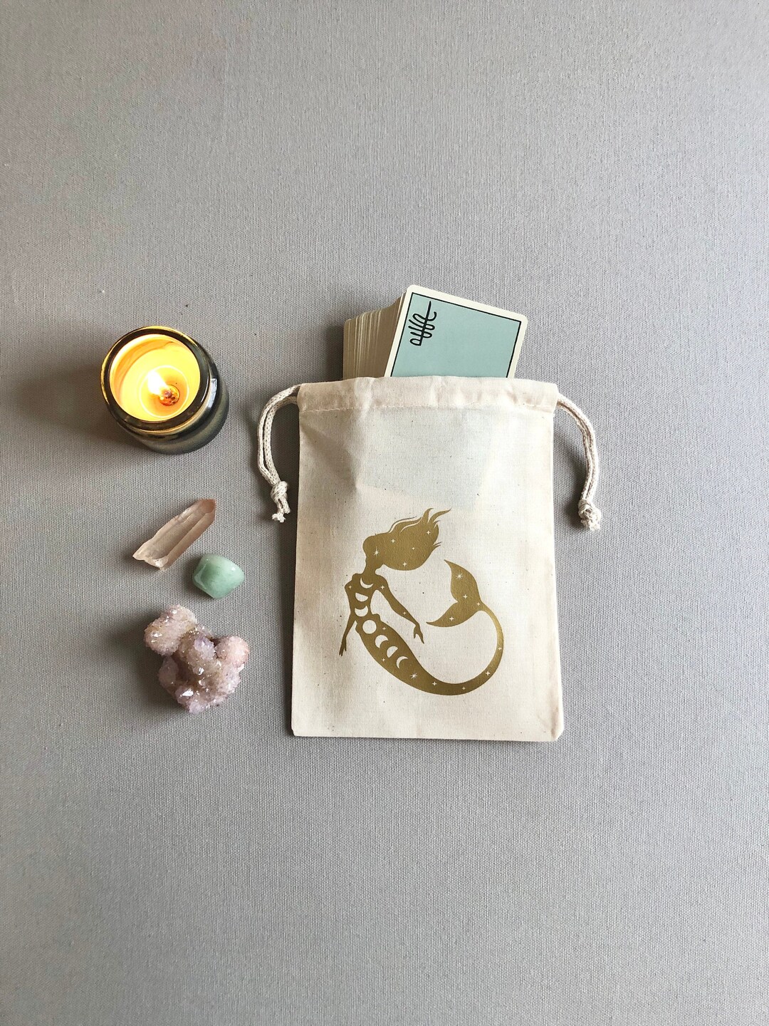 Cosmic Mermaid Drawstring Pouch Bag for Tarot Cards, Crystals, Witchy ...