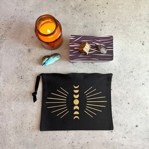Witchy Moon Phases Zipper Pouch Bag for Tarot Cards Crystals Ritual ...