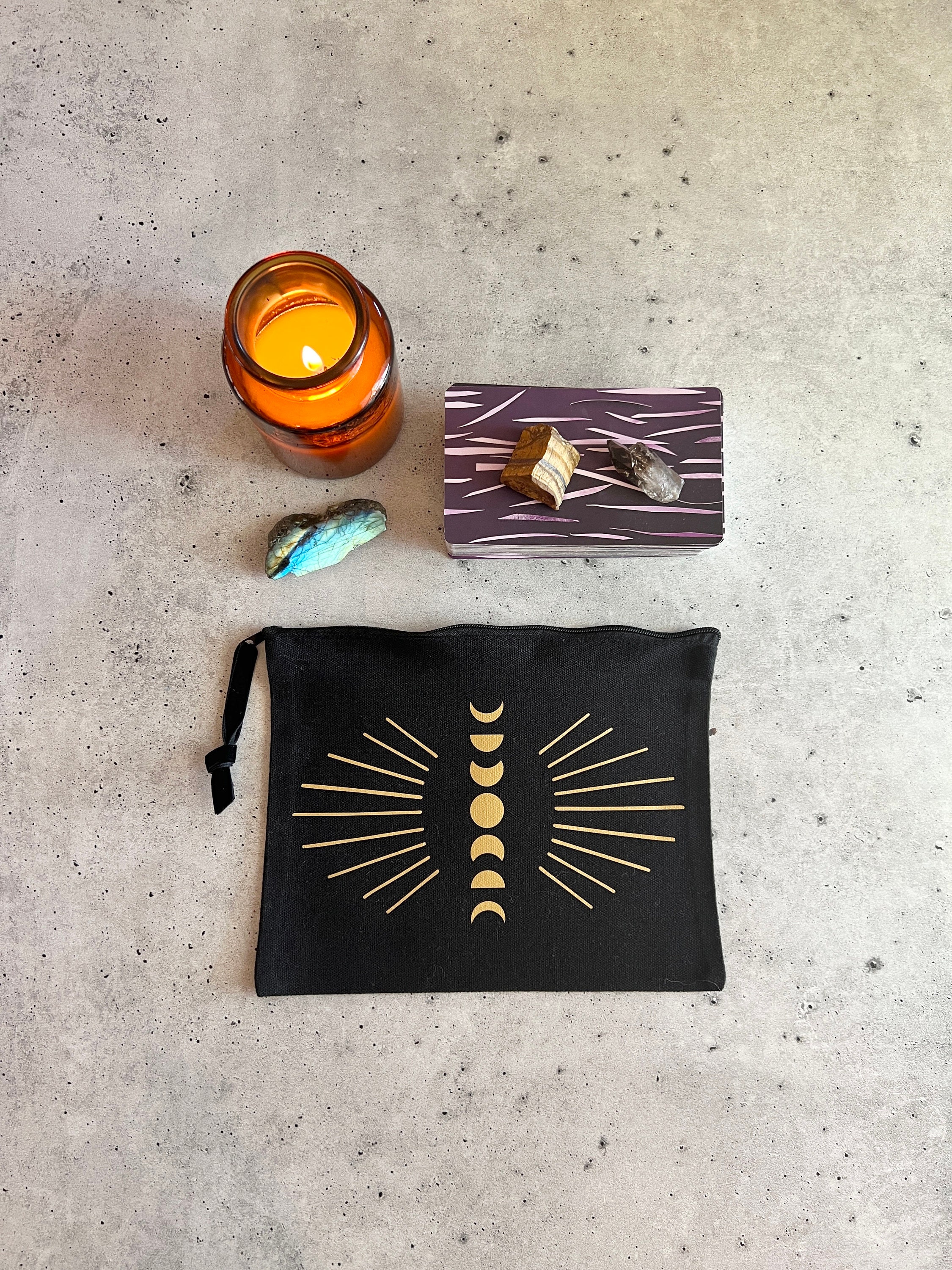 Witchy Moon Phases Zipper Pouch Bag for Tarot Cards Crystals Ritual ...