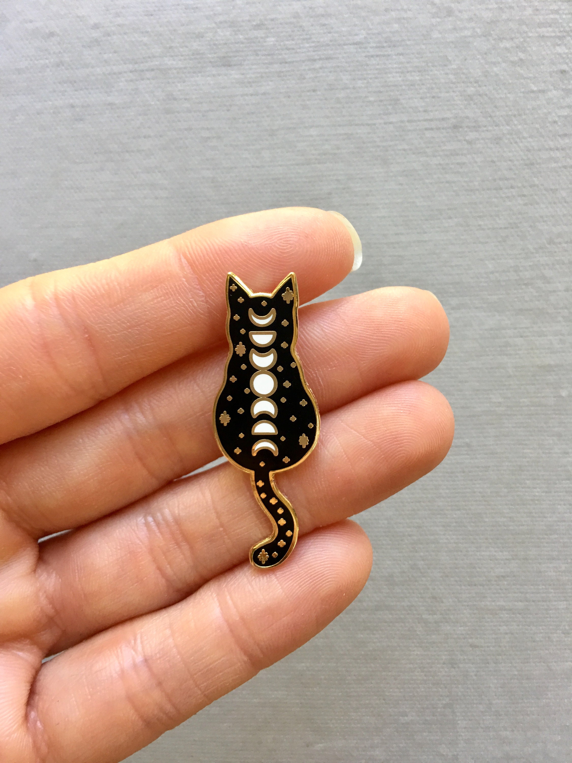 Cosmic Cat Witchy Moon Phases Enamel Pin