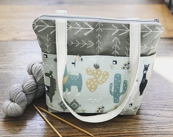 Medium Project Bag - Native Driftwood / Llama Love Awendela