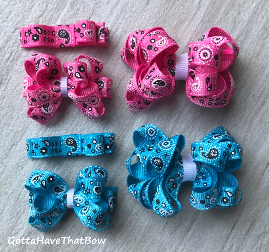 Bandana Hair Bow Bandana Bow Paisley Bow Baby Girl Hair Etsy UK