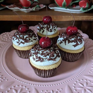 Fake cupcakes/Faux cupcakes/Fake cake/Faux cake/Photo props/Fake food/Artificial cupcakes/Artificial food/Chocolate cupcakes/Cherries